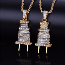Load image into Gallery viewer, &quot;Iced Out&quot; Bling Plug Pendant Necklace
