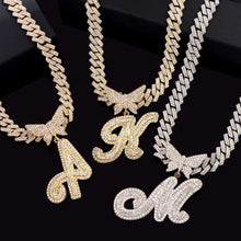 Load image into Gallery viewer, &quot;Iced Out&quot; Butterfly Letter Pendant Necklace
