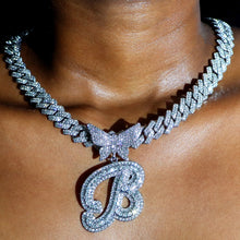 Load image into Gallery viewer, &quot;Iced Out&quot; Butterfly Letter Pendant Necklace
