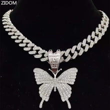 Load image into Gallery viewer, &quot;Iced Out&quot; Butterfly Pendant Necklace
