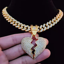 Load image into Gallery viewer, &quot;Iced Out&quot; &quot;Broken-heart&quot; Pendant Necklace
