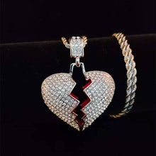 Load image into Gallery viewer, &quot;Iced Out&quot; &quot;Broken-heart&quot; Pendant Necklace
