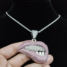 Load image into Gallery viewer, &quot;Iced Out&quot; &quot;Bite Lip&quot; Pendant Necklace
