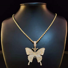 Cargar imagen en el visor de la galería, &quot;Iced Out&quot; Butterfly Pendant Necklace
