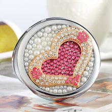 Cargar imagen en el visor de la galería, Rhinestone Heart Compact Mirror
