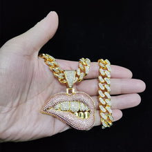 Load image into Gallery viewer, &quot;Iced Out&quot; &quot;Bite Lip&quot; Pendant Necklace

