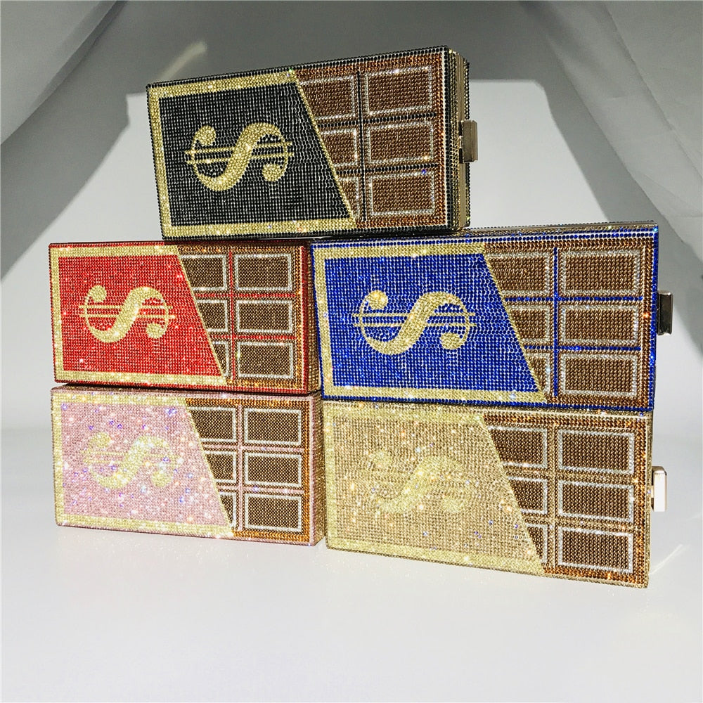 Iced Out Chocolate Bar Clutch Blue